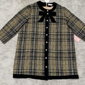 Ivy City Co Plaid Dress with Black Bow